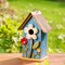 Set of 2 10.25''H Distressed Solid Wood Cottage Garden Birdhouse with 3D Flowers
